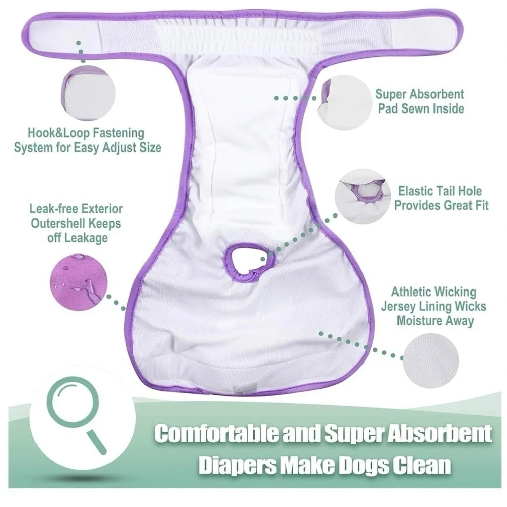 Wegreeco Washable Reusable Premium Female Dog Diapers, X-Large Size